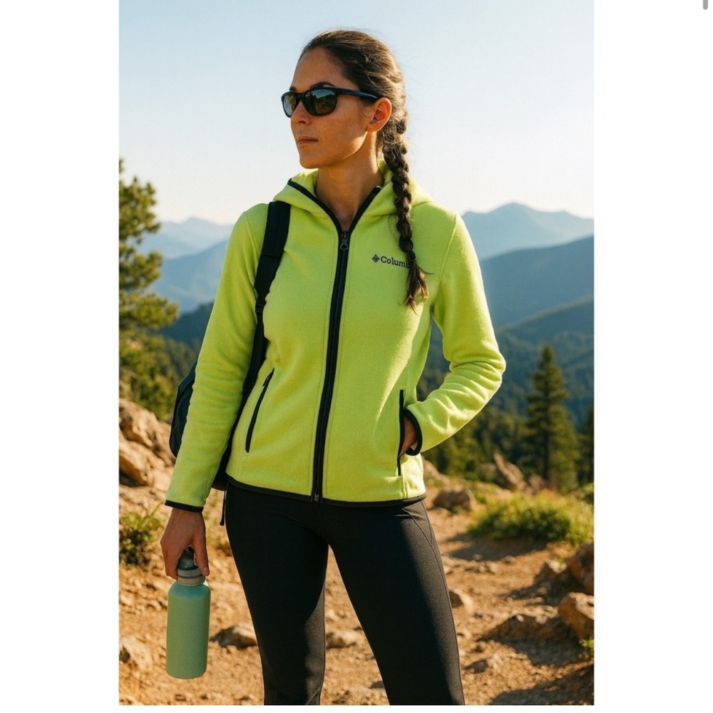 Columbia lime green full zip fleece jacket size small